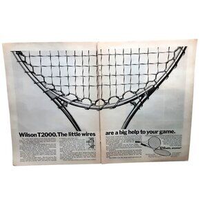 1971 Wilson Tennis Racquet T2000 Metal Frame Original Print Ad 70s